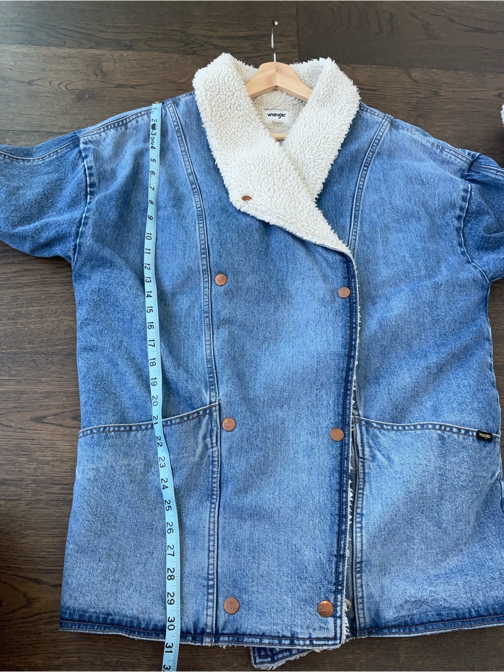 Wrangler Ranch Denim Shearling-Trim Coat - Picture 9 of 10